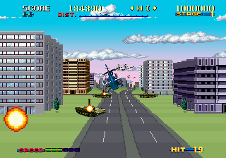 ThunderBlade (Arcade) screenshot: 3rd person view.