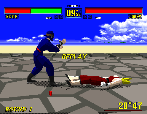 Virtua Fighter (Arcade) screenshot: Replay of the K.O.