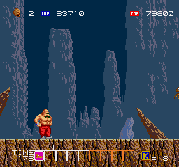 Karnov (Arcade) screenshot: Stage 3: Cave Region (beginning)