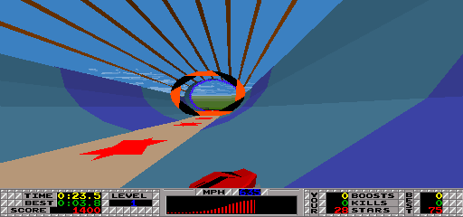 S.T.U.N. Runner (Arcade) screenshot: Go through gate