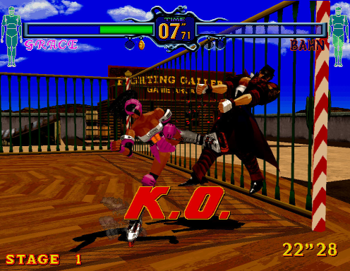 Fighting Vipers (Arcade) screenshot: KO!