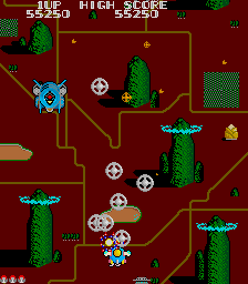 TwinBee (Arcade) screenshot: Stage 2 Boss "Parallel Dish"