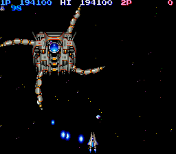 Life Force (Arcade) screenshot: Boss 2 "Cruiser Tetran"
