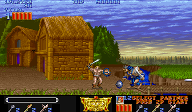 Magic Sword (Arcade) screenshot: Village