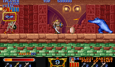 Magic Sword (Arcade) screenshot: Blue bear