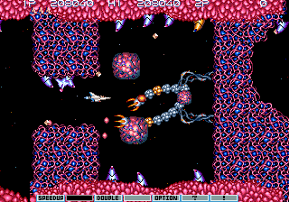 Gradius III (Arcade) screenshot: Stage 6 "Cell"