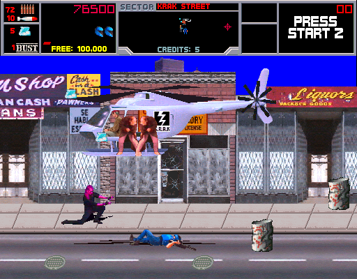 NARC (Arcade) screenshot: Helicopter fight