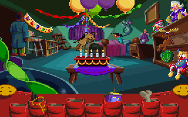 Fatty Bear's Birthday Surprise (DOS) screenshot: Kayla gets her present