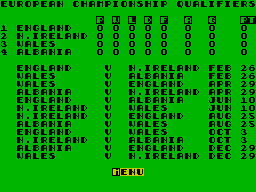 International Manager (ZX Spectrum) screenshot: Group tables - the winner qualifies