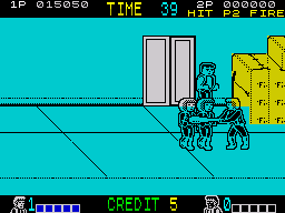 Double Dragon (ZX Spectrum) screenshot: Using club as a weapon