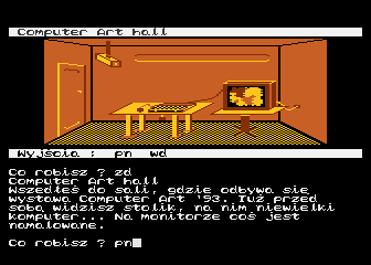 Wyspa (Atari 8-bit) screenshot: Computer Art hall