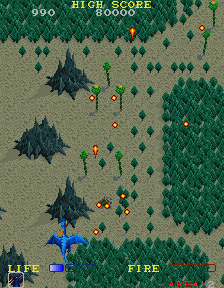 Dragon Spirit (Arcade) screenshot: Shooting trees