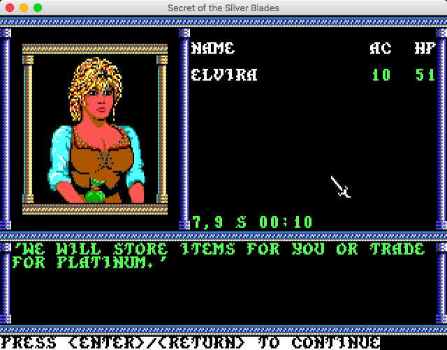 Secret of the Silver Blades (Macintosh) screenshot: Storing items isn't free (GOG version)