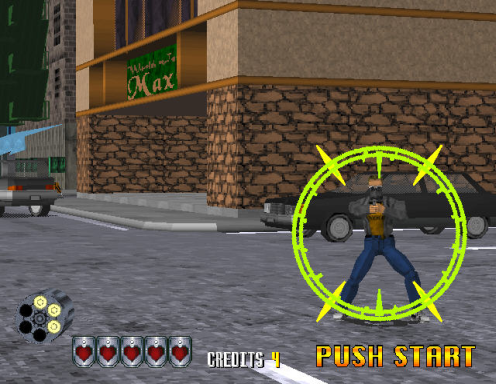 Virtua Cop 2 (Arcade) screenshot: Shoot bad guy
