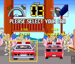 Cisco Heat: All American Police Car Race (Arcade) screenshot: Vehicle Choice.