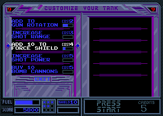 Vindicators (Arcade) screenshot: Customize your tank