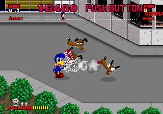 Dynamite Düx (Arcade) screenshot: Missile Launcher.