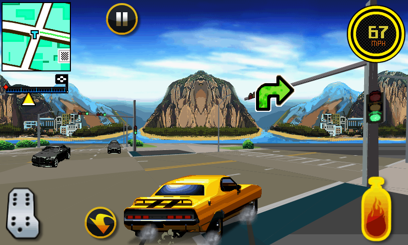 Driver: San Francisco (Android) screenshot: Making a turn