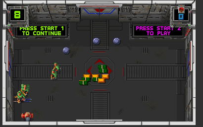 Smash T.V. (Arcade) screenshot: Shrapnel fat guy
