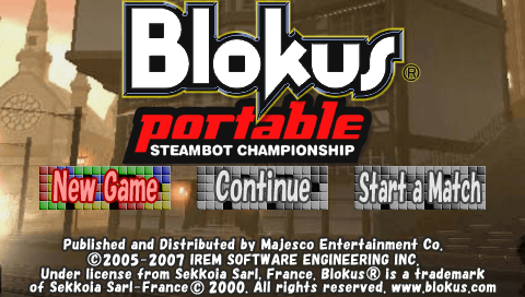 Blokus Portable: Steambot Championship (PSP) screenshot: Blokus Portable: Steambot Championship title screen