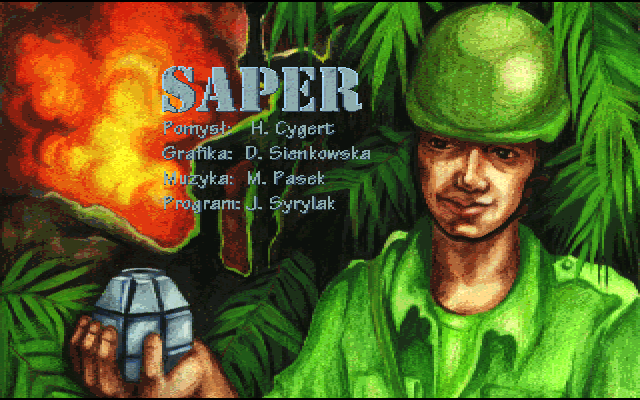 Saper (DOS) screenshot: Main menu - color mode