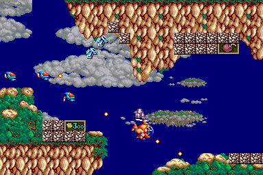 Battle Chopper (Arcade) screenshot: Rocket flies straight up