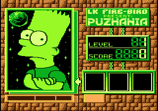 Puzmania (Atari 8-bit) screenshot: Bart Simpson