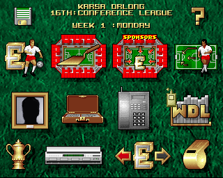 Premier Manager 3 (Amiga) screenshot: Main menu