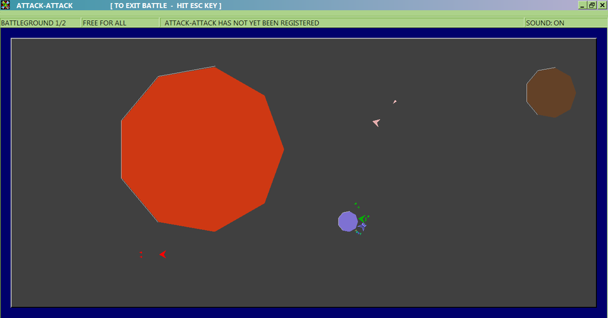 Attack-Attack (Windows) screenshot: Hiding behind the red planet while my enemies fight it out