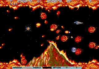 Gradius III (Arcade) screenshot: Stage 7 "Lava"