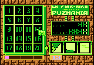 Puzmania (Atari 8-bit) screenshot: Selecting the proper location