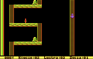 Trisz Divinis (Atari 8-bit) screenshot: Long way down