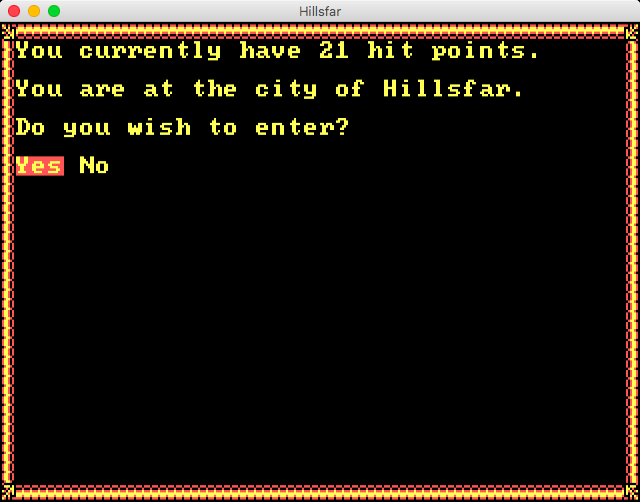 Dungeons & Dragons: Forgotten Realms - The Archives Collection 2 (Macintosh) screenshot: Hillsfar - By the time I reached the city I got very little health left (CGA)