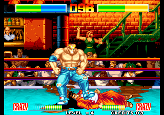 Aggressors of Dark Kombat (Arcade) screenshot: Stomping on his chest.
