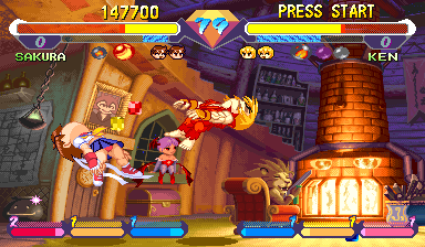 Pocket Fighter (Arcade) screenshot: Double knockout