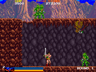 Rastan (Arcade) screenshot: Underground cave