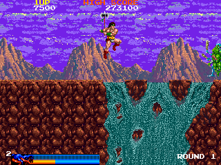 Rastan (Arcade) screenshot: Waterfall