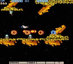 Gradius (Arcade) screenshot: Stage 3 "Moai"