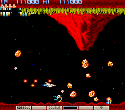 Gradius (Arcade) screenshot: Stage 4 "Inverted Volcano"