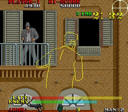 Dead Angle (Arcade) screenshot: On the balcony.