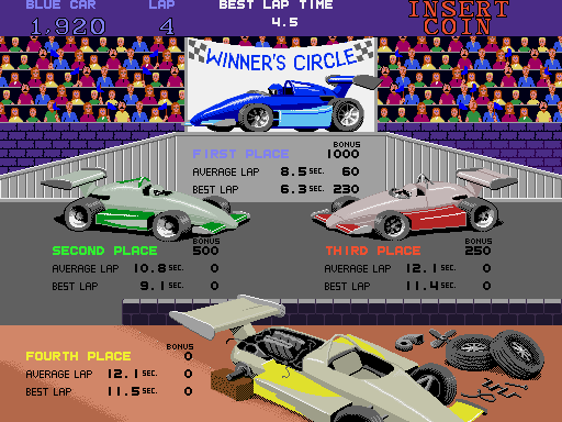 Championship Sprint (Arcade) screenshot: Winners Circle.