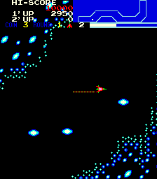 Vanguard (Arcade) screenshot: In blue tunnel