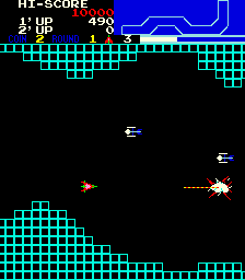 Vanguard (Arcade) screenshot: Hit&destroyed