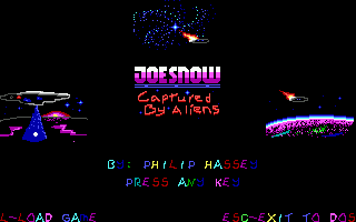 Joe Snow III: Captured by Aliens (DOS) screenshot: Title screen