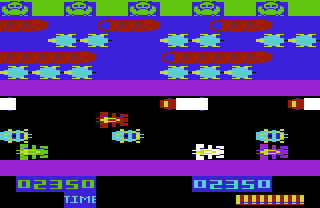 Jumpin' Jack (VIC-20) screenshot: All five frogs rescued