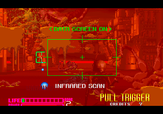 Alien³: The Gun (Arcade) screenshot: Infrared vision