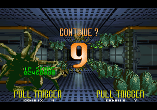 Alien³: The Gun (Arcade) screenshot: Continue?