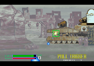 Alien³: The Gun (Arcade) screenshot: Tank - boss. Strange