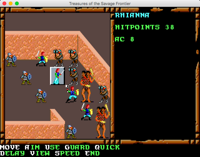 Dungeons & Dragons: Forgotten Realms - The Archives Collection 2 (Macintosh) screenshot: Treasures of the Savage Frontier - Battle (original pixel art)