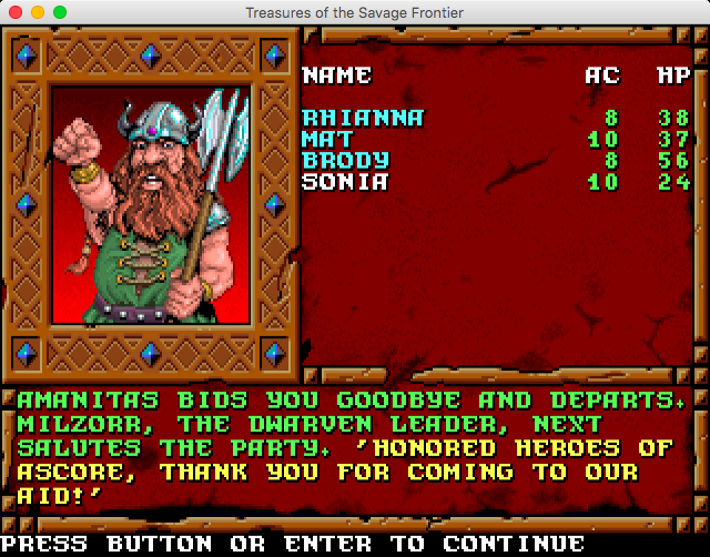 Dungeons & Dragons: Forgotten Realms - The Archives Collection 2 (Macintosh) screenshot: Treasures of the Savage Frontier - Milzorr, the dwarven leader